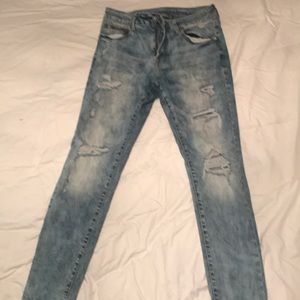 American Eagle ripped skinny washed blue jeans!!